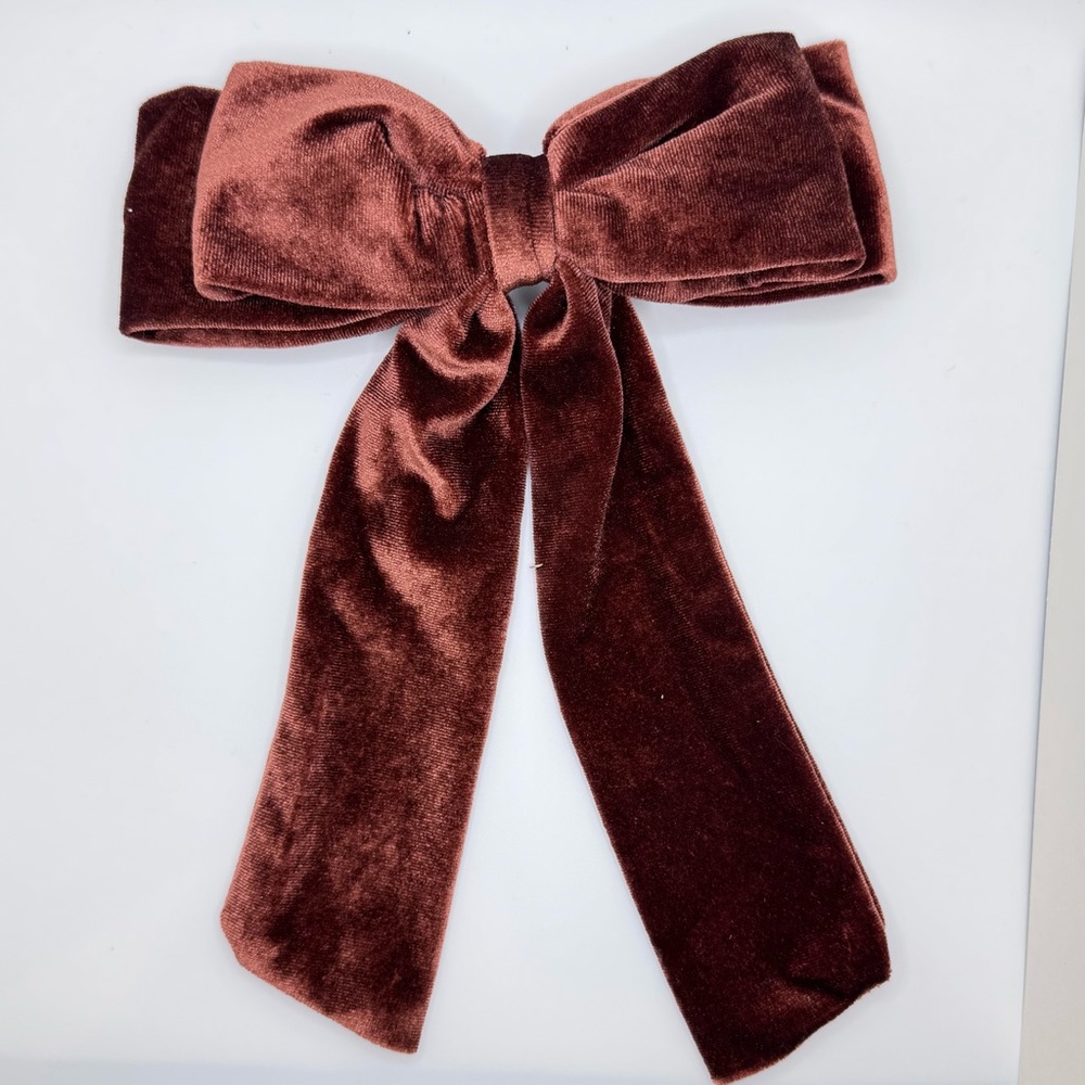 Brown velvet Bow - hair barrette NWOT